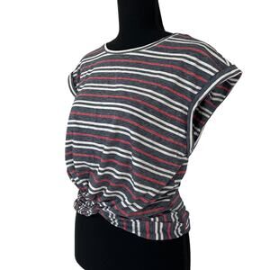 Lucky Brand Red White Blue Cap Sleeve Shirt Top Size Small